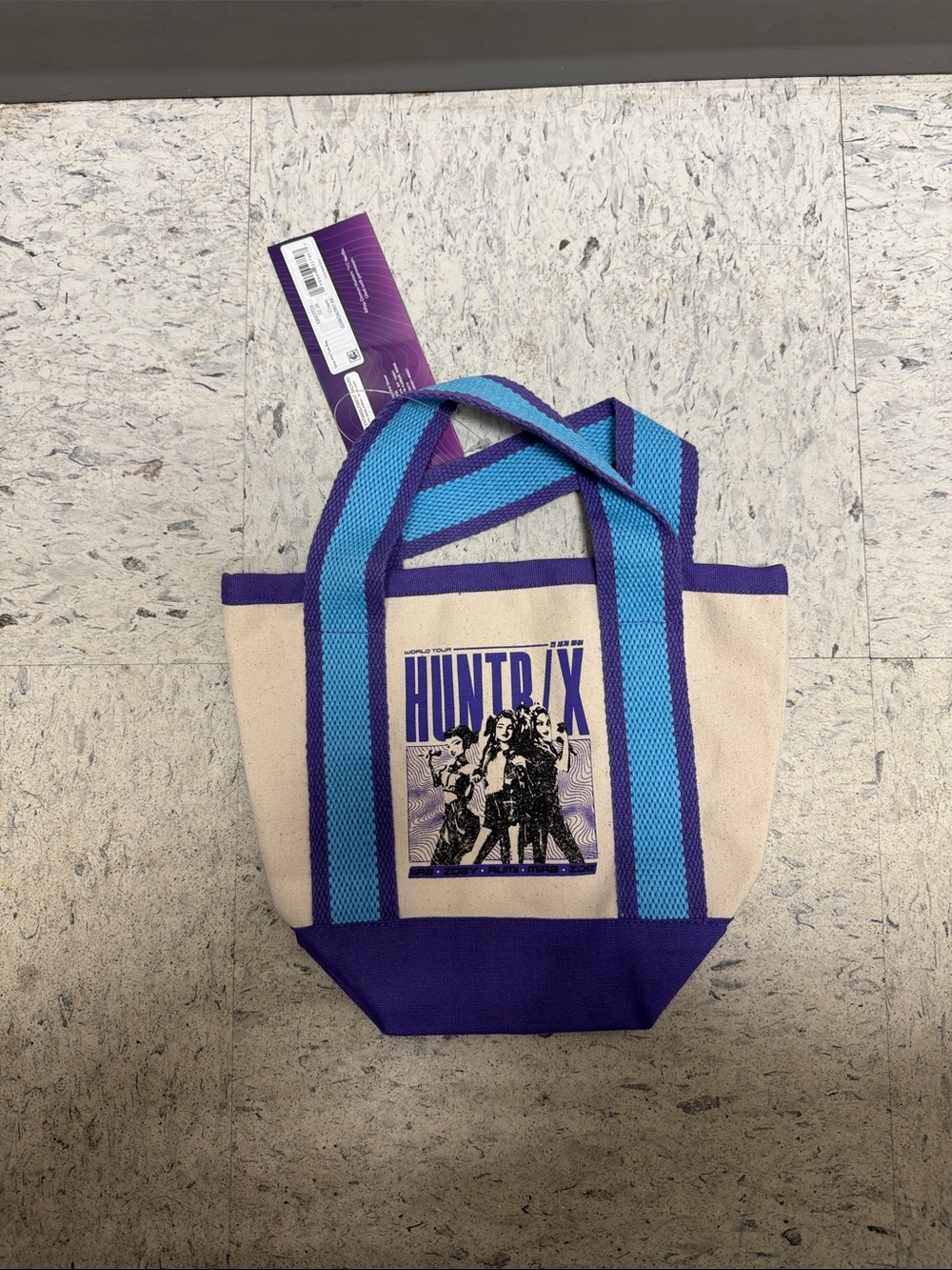 HUNTR/ X Graphic Canvas Kids Mini Tote - Cream with Purple & Teal